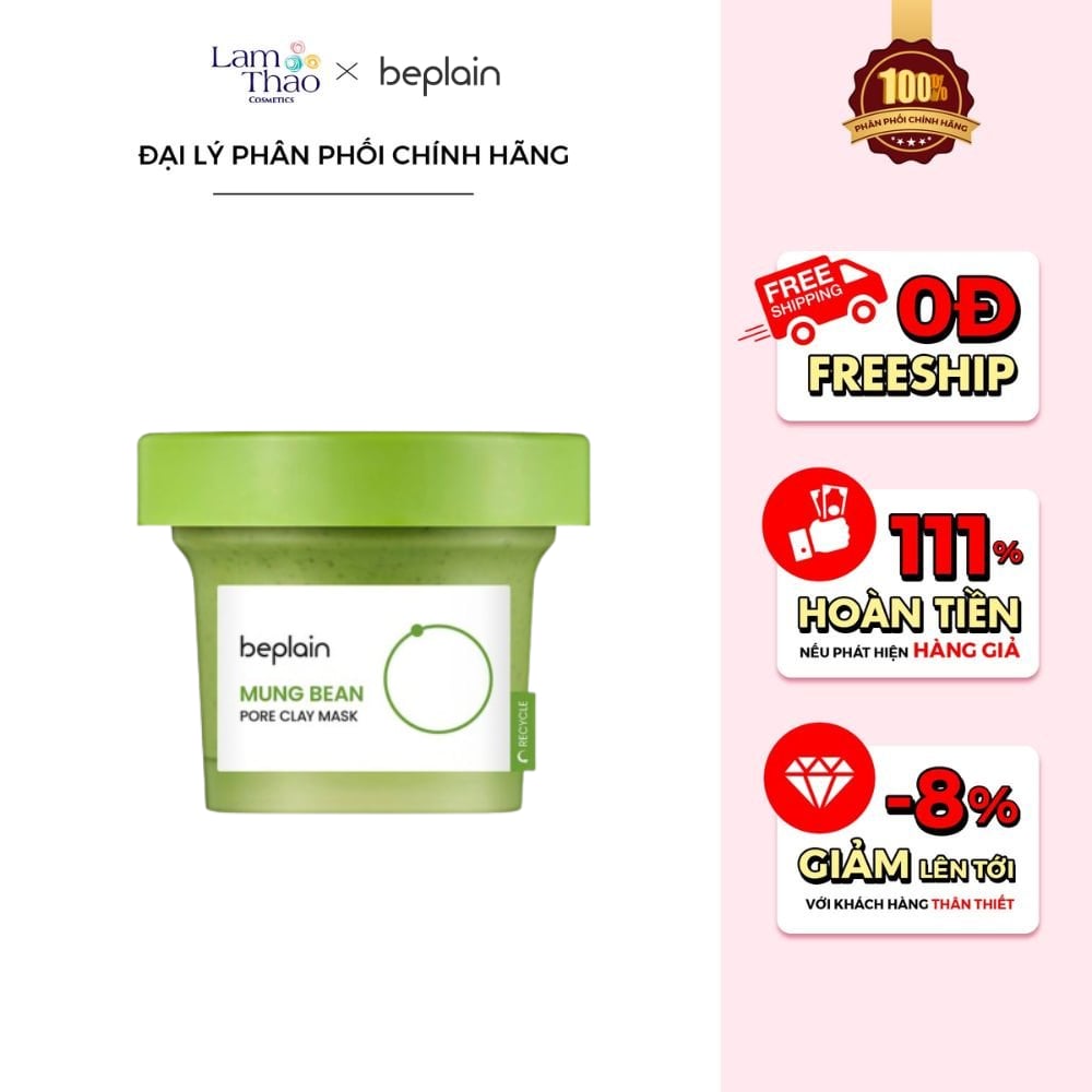 Mặt Nạ Đất Sét Hỗ Trợ Thải Độc Da Beplain Mung Bean Pore Clay