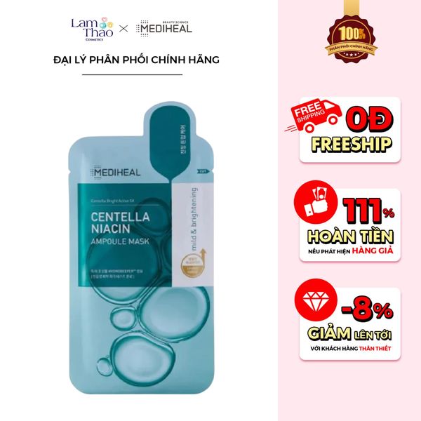 Mặt Nạ Dưỡng Sáng Làm Dịu Và Cấp Ẩm Da Mediheal Centella Niacin Ampoule Mask