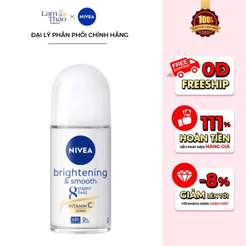  Lăn Khử Mùi Hỗ Trợ Sáng Mịn Se Khít Lỗ Chân Lông Nivea Extra Bright & Smooth Roll On 