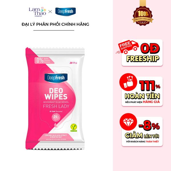 Khăn Ướt Hỗ Trợ Khử Mùi Vùng Dưới Cánh Tay Cho Nữ 2 Trong 1 Deep Fresh Deo Wipes Fresh Lady