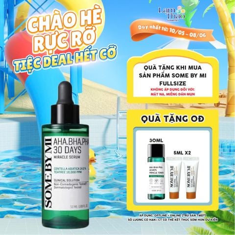  [DEAL 10/5 - 8/6 MUA SP SOME BY MI FULLSIZE TẶNG 1 TONER SBM 30ML + 02 TUÝP KCN 5ML]  Tinh Chất Hỗ Trợ Giảm Mụn Some By Mi AHA-BHA-PHA 30 Days Miracle Serum 