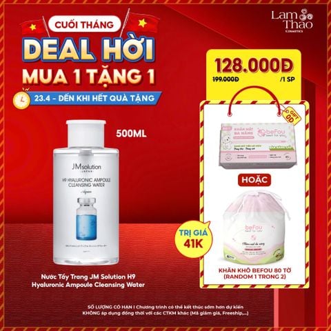  [TẶNG 1 KHĂN RÚT BEFOU 80 MIẾNG] Nước Tẩy Trang JM Solution H9 Hyaluronic Ampoule Cleansing Water 
