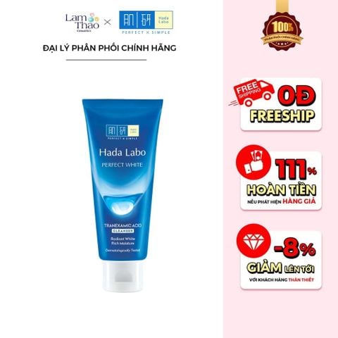  Kem Rửa Mặt Sạch Sâu, Dưỡng Sáng Da Hada Labo Perfect White Tranexamic Acid Cleanser 