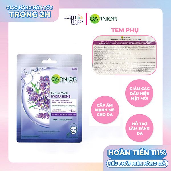 Mặt Nạ Tinh Chất Hoa Oải Hương Làm Dịu Da Garnier Hydra Bomb Soothing Hydration Serum Mask