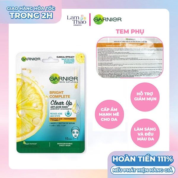 Mặt Nạ Tinh Chất Giảm Mụn Ngừa Thâm Garnier Bright Complete Clear Up Anti Acne Mask