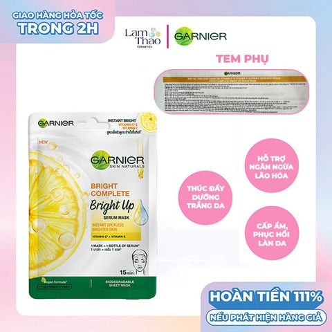  Mặt Nạ Tinh Chất Sữa Tươi & Vitamin C Sáng Da Garnier Light Complete Bright Up Serum Mask 