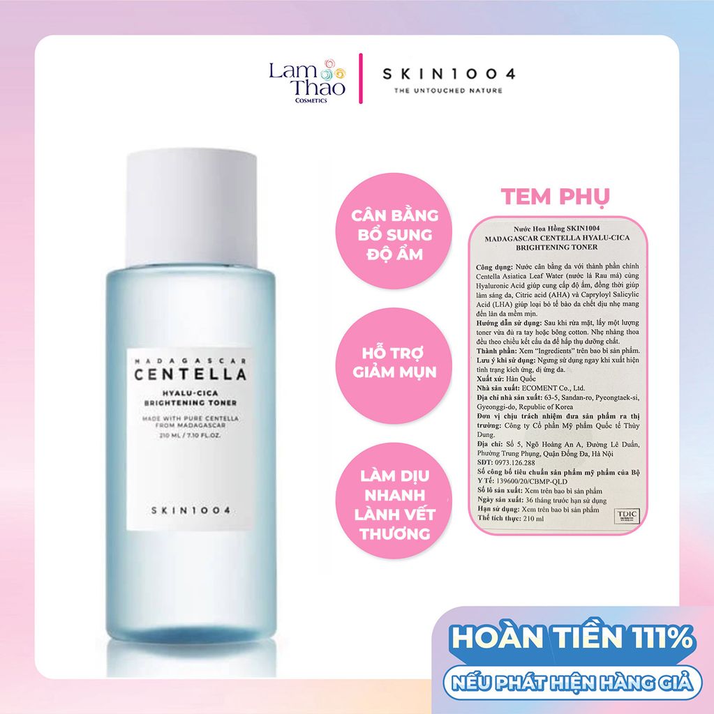 Nước Hoa Hồng Làm Dịu, Sáng Da Skin1004 Madagascar Centella Hyalu-Cica Brightening Toner