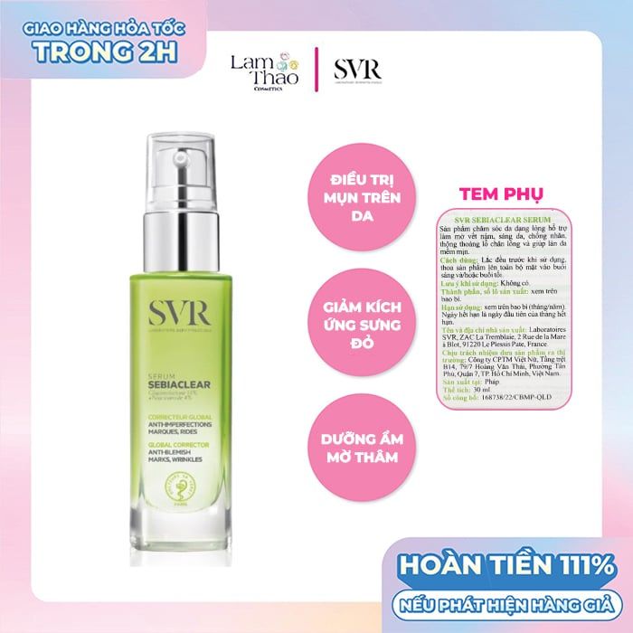 Tinh Chất Hỗ Trợ Giảm Mụn Hỗ Trợ Giảm Thâm SVR Sebiaclear Serum