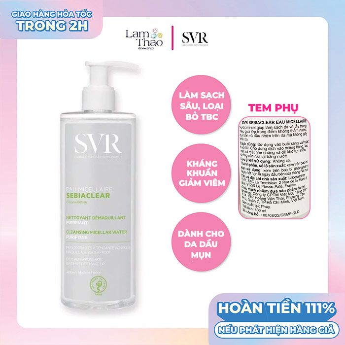 Nước Tẩy Trang Loại Sạch Bã Nhờn Giảm Mụn SVR Sebiaclear Eau Micellaire