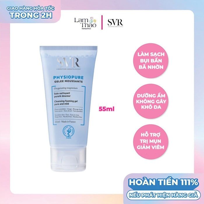 Gel Rửa Mặt Cho Da Nhạy Cảm SVR Physiopure Gelee Moussante