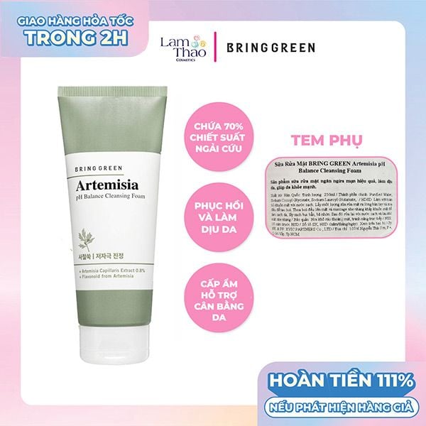 Sữa Rửa Mặt Làm Dịu Da Bring Green Artemisia pH Balance Cleansing Foam