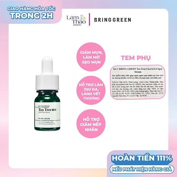 Tinh Chất Chấm Mụn Tràm Trà Bring Green Tea Tree S.O.S Spot Serum