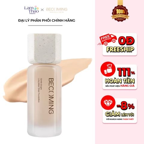  [DEAL 22/6 - 25/6 MUA LOẠI 12G GIÁ SỐC] [Tặng 01 Mặt Nạ Dưỡng Ẩm Colorkey Hydrating Facial Mask] Kem Nền Mỏng Nhẹ Bền Màu Lâu Trôi Becoming Long Wear Sheer Foundation 