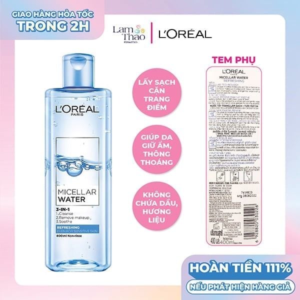 Nước Tẩy Trang Tươi Mát Loreal Micellar Water Refreshing