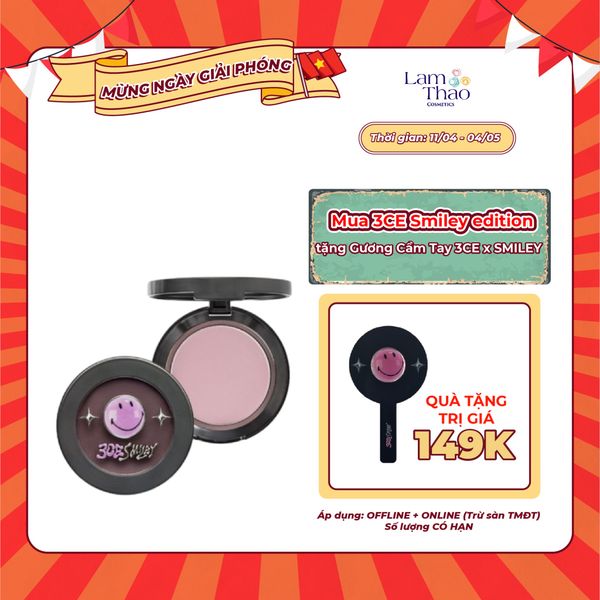 [TẶNG GƯƠNG CẦM TAY SMILEY] Phấn Má Hồng Mịn Lỳ 3CE Face Blush Smiley Edition