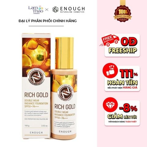  Kem Nền Cao Cấp Hỗ Trợ Ngăn Ngừa Lão Hóa Enough Rich Gold Double Wear Radiance Foundation SPF50+ PA+++ 