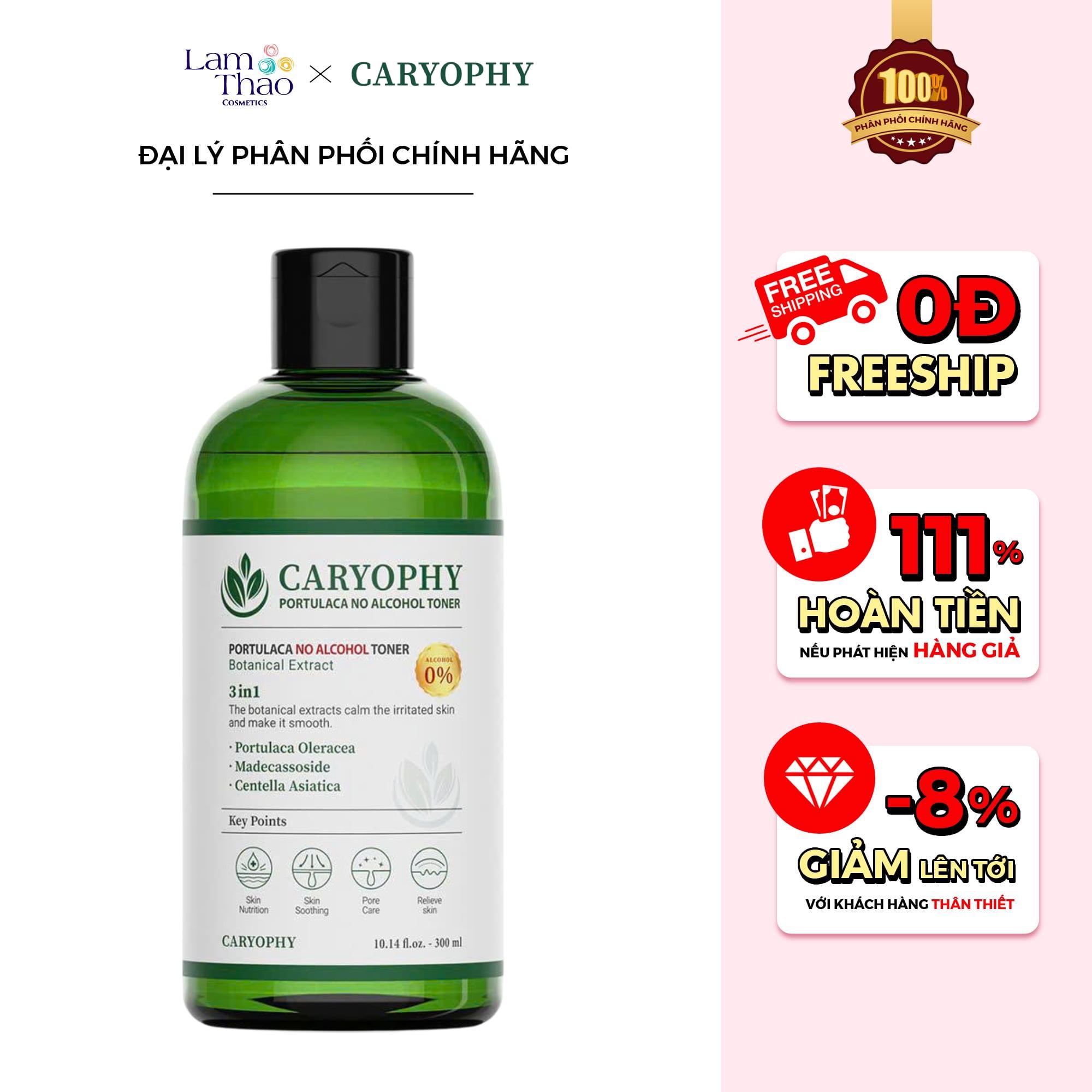 Nước Hoa Hồng Hỗ Trợ Giảm Mụn Caryophy Portulaca Toner
