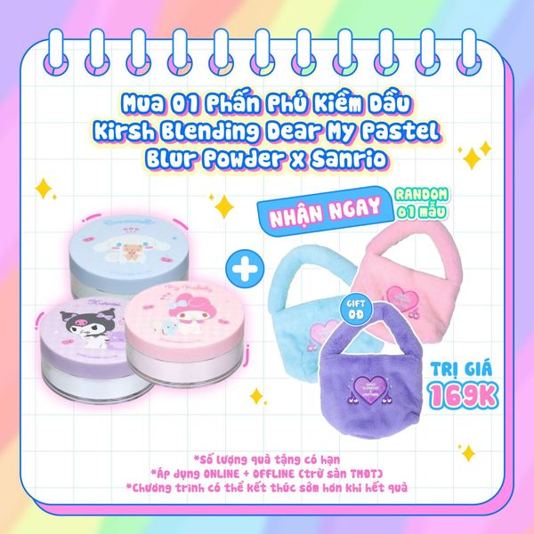 [TẶNG TÚI ĐEO KIRSH DỄ THƯƠNG] Phấn Phủ Kiềm Dầu Kirsh Blending Dear My Pastel Blur Powder x Sanrio [ PHIÊN BẢN GIỚI HẠN ]