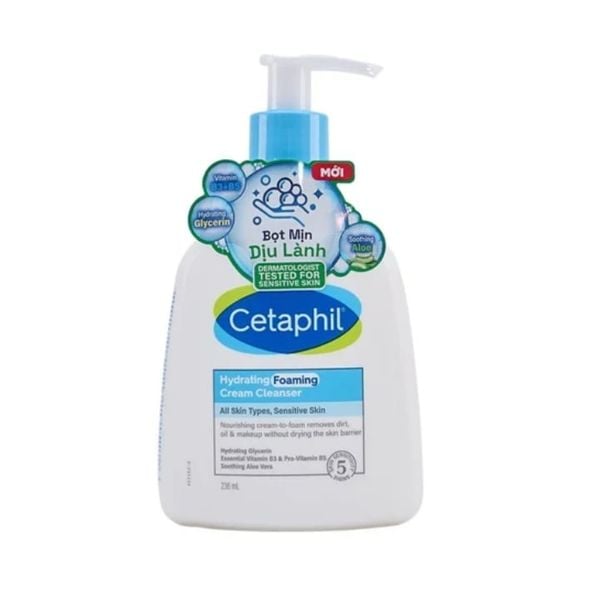 Sữa Rửa Mặt Tạo Bọt Mịn Cho Da Nhạy Cảm Cetaphil Hydrating Foaming Cream Cleanser