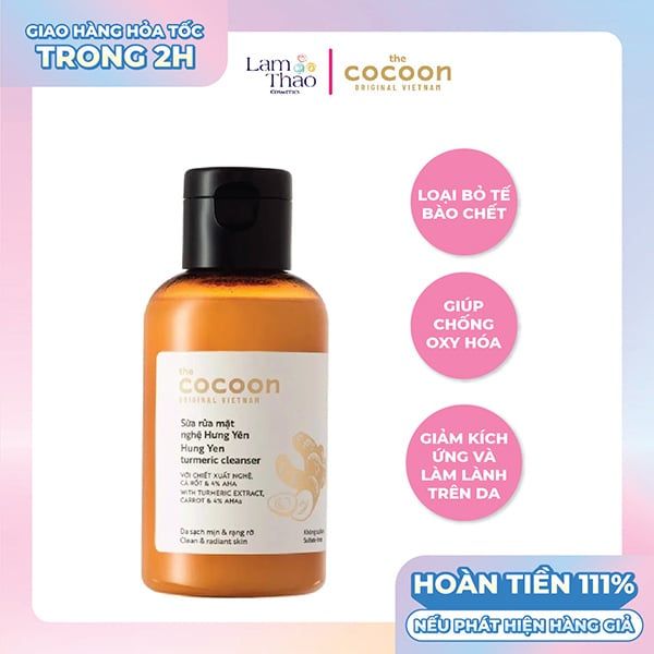 [HĐ COCOON TỪ 299K TẶNG 1 SON DƯỠNG COCOON] [HĐ COCOON TỪ 399K TẶNG 1 SỮA CHỐNG NẮNG COCOON 5ML] Sữa Rửa Mặt Chiết Xuất Từ Nghệ Hưng Yên Cocoon Hung Yen Turmeric Cleanser