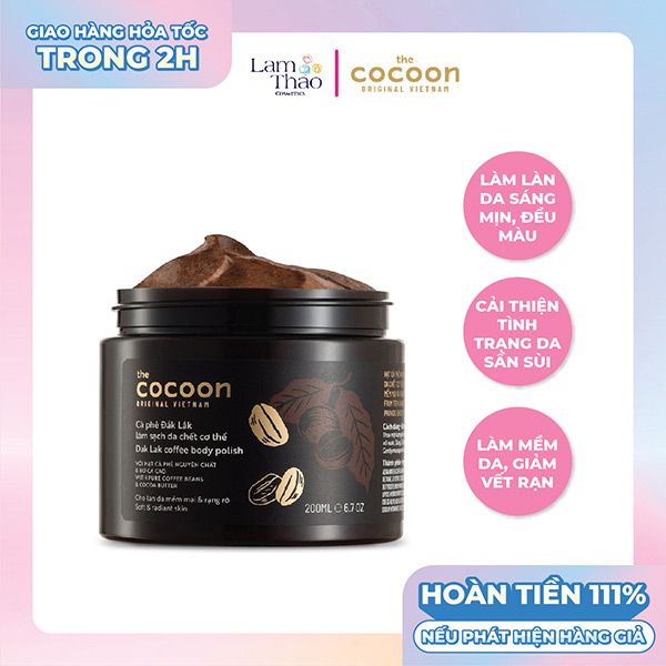 [HĐ COCOON TỪ 299K TẶNG 1 SON DƯỠNG COCOON] [HĐ COCOON TỪ 399K TẶNG 1 SỮA CHỐNG NẮNG COCOON 5ML] Tẩy Tế Bào Chết Toàn Thân Cà Phê Đắk Lắk Cocoon Dak Lak Coffee Body Polish