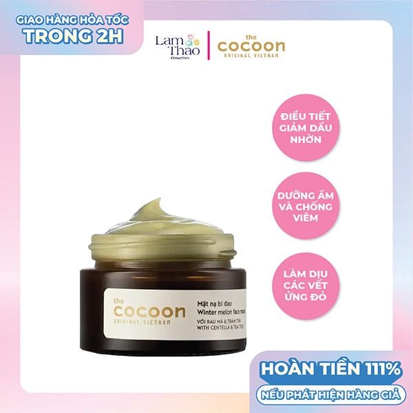 [HĐ COCOON TỪ 299K TẶNG 1 SON DƯỠNG COCOON] [HĐ COCOON TỪ 399K TẶNG 1 SỮA CHỐNG NẮNG COCOON 5ML] Mặt Nạ Bí Đao Giảm Dầu Và Mụn Cocoon Winter Melon Face Mask