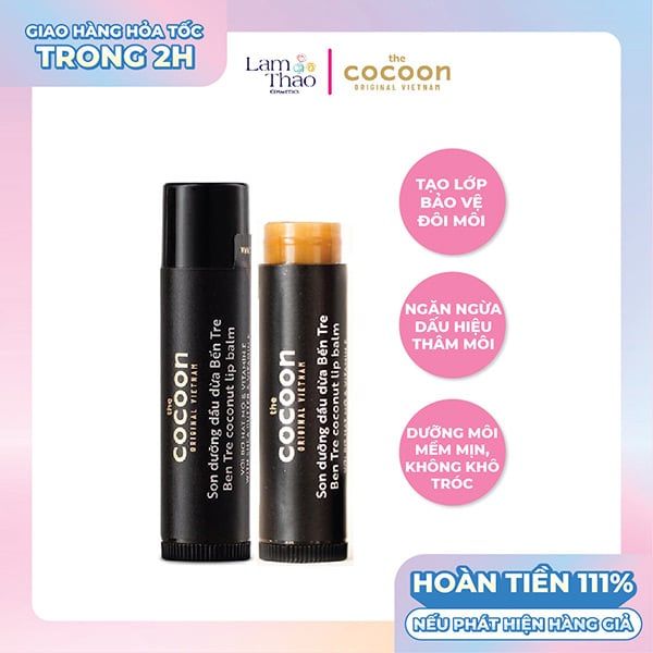 [HĐ COCOON TỪ 299K TẶNG 1 SON DƯỠNG COCOON] [HĐ COCOON TỪ 399K TẶNG 1 SỮA CHỐNG NẮNG COCOON 5ML]  Son Dưỡng Môi Dầu Dừa Bến Tre Cocoon Ben Tre Coconut Lip Balm