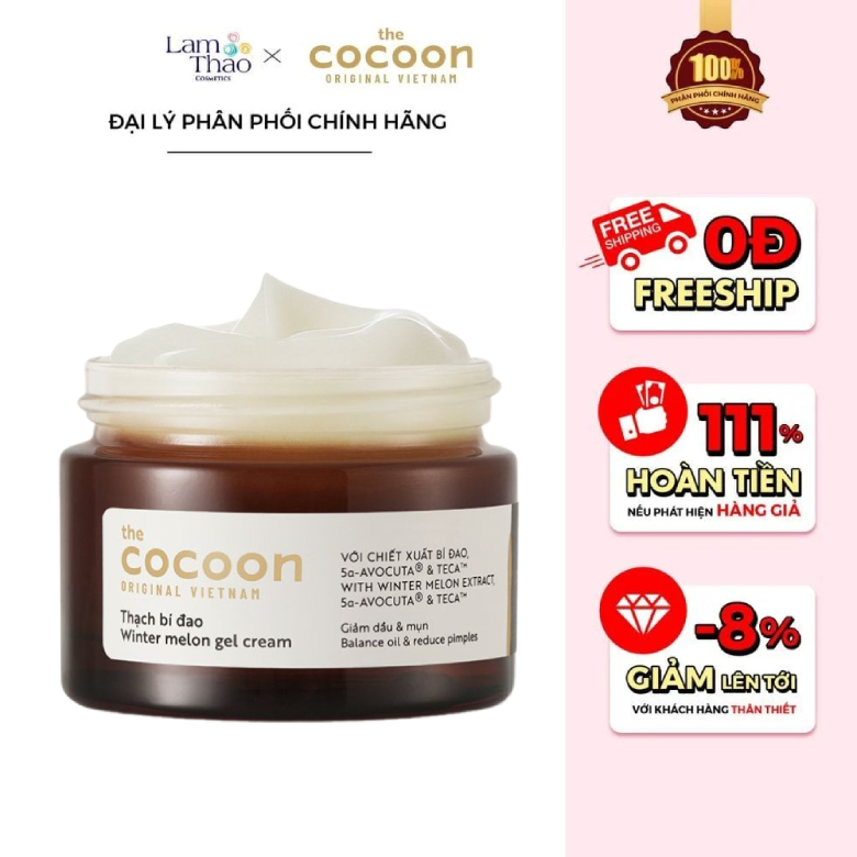 Thạch Bí Đao Dưỡng Ẩm Hỗ Trợ Giảm Dầu Mụn Cocoon Winter Melon Gel Cream