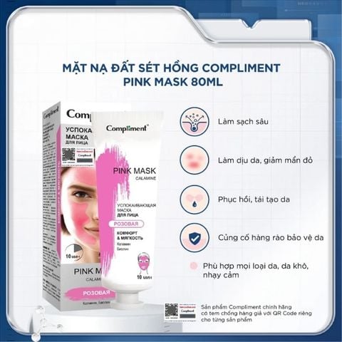  Mặt Nạ Đất Sét Hồng Làm Sạch, Phục Hồi Tái Tạo Da Compliment Pink Mask 