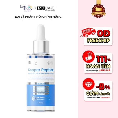  [TẶNG BTT BEFOU OVERSIZE 50 MIẾNG] [HĐ MD CARE 499K TẶNG 01 TÚI DA] Tinh Chất Hỗ Trợ Chống Lão Hoá, Cung Cấp Collagen MD Care Copper Peptide Serum Advanced Improvement Formula 
