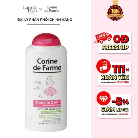  Gel Làm Sạch Toàn Thân Và Vùng Kín Corine de Farme Intimate Wash 2 in 1 
