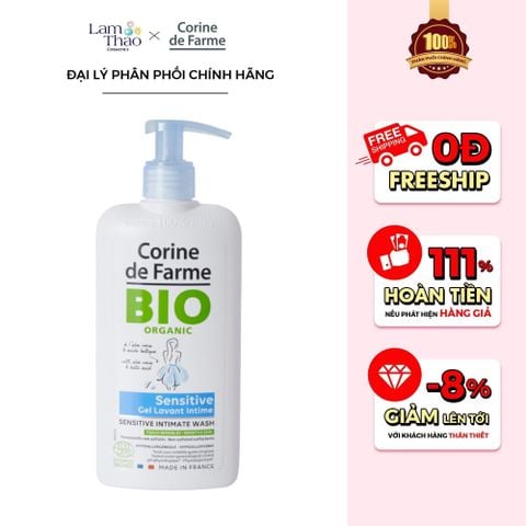  Gel Vệ Sinh Phụ Nữ Chiết Xuất Lô Hội Hữu Cơ Cho Da Nhạy Cảm Corine de Farme Organic Intimate Gel Sensitive 