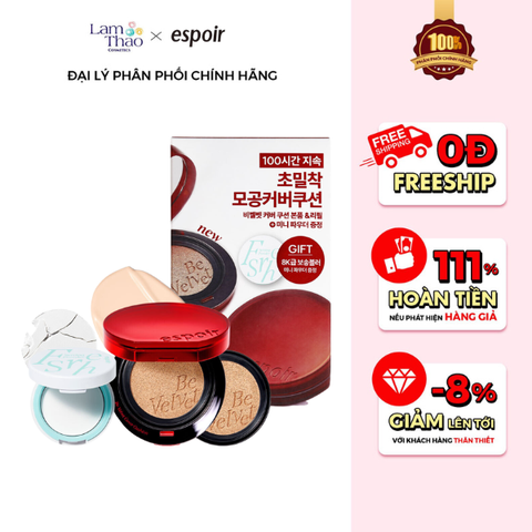  [TẶNG KÈM PHẤN PHỦ MINI] Phấn Nước Che Phủ Espoir Be Velvet Cover Cushion SPF42 PA++ Special Set 