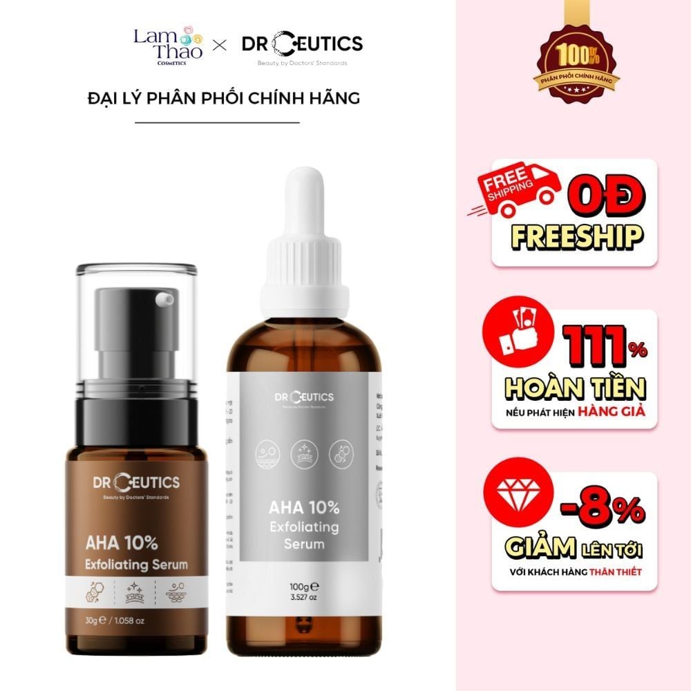 Tinh Chất Tẩy Tế Bào Chết, Làm Sáng Da DrCeutics AHA 10% Exfoliating Serum