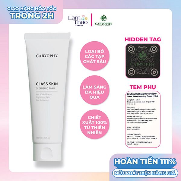 Sữa Rửa Mặt Dưỡng Trắng Da Caryophy Glass Skin Cleansing Foam