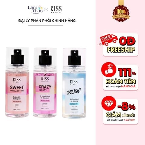  Xịt Thơm Toàn Thân Hương Nước Hoa Kiss My Body Perfume Mist 