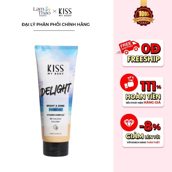 [HĐ 199K Malissa Kiss/ Kiss My Body Tặng Body Lotion 75g]  Dưỡng Thể Chống Nắng Kiss My Body Bright & Shine SPF30 PA+++ Perfume Lotion