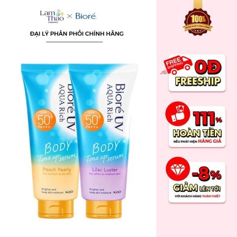  Serum Chống Nắng Dưỡng Thể Nâng Tone Biore UV Aqua Rich Body Tone Up Serum SPF50+ PA+++ 