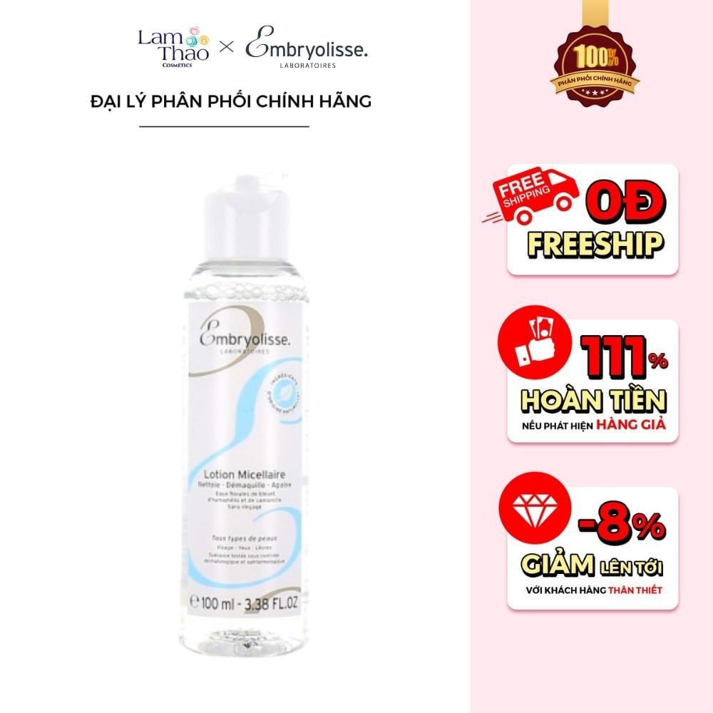 Nước Tẩy Trang Dành Cho Mọi Loại Da Chiết Xuất Từ Cây Phỉ Embryolisse Lotion Micellaire