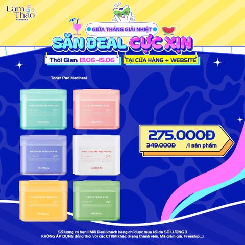  [DEAL 13/6 - 15/6 GIÁ SỐC] Toner Pad Cải Thiện Nếp Nhăn, Nâng Cơ, Chống Lão Hóa Mediheal Retinol Collagen Lifting Pad 