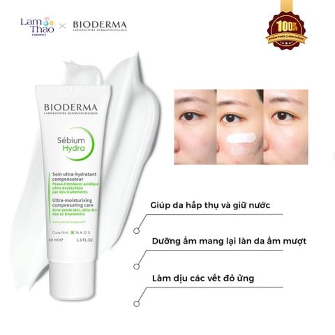  Kem Dưỡng Ẩm Giảm Khô Căng, Bong Tróc Da Mụn Da Bioderma Sebium Hydra 