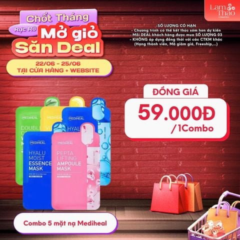  [DEAL 22/6 - 25/6 COMBO 5 NẠ MEDIHEAL BẤT KÌ GIÁ SỐC] Mặt Nạ Dưỡng Ẩm Chuyên Sâu Mediheal Hyalu Moist Essence Mask 