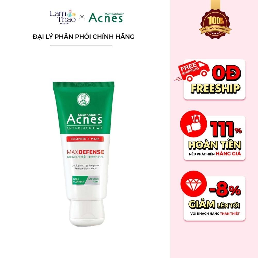 Kem Rửa Mặt & Mặt Nạ Hỗ Trợ Ngăn Ngừa Mụn Đầu Đen Cho Mọi Loại Da Acnes Anti-Blackhead Cleanser & Mask