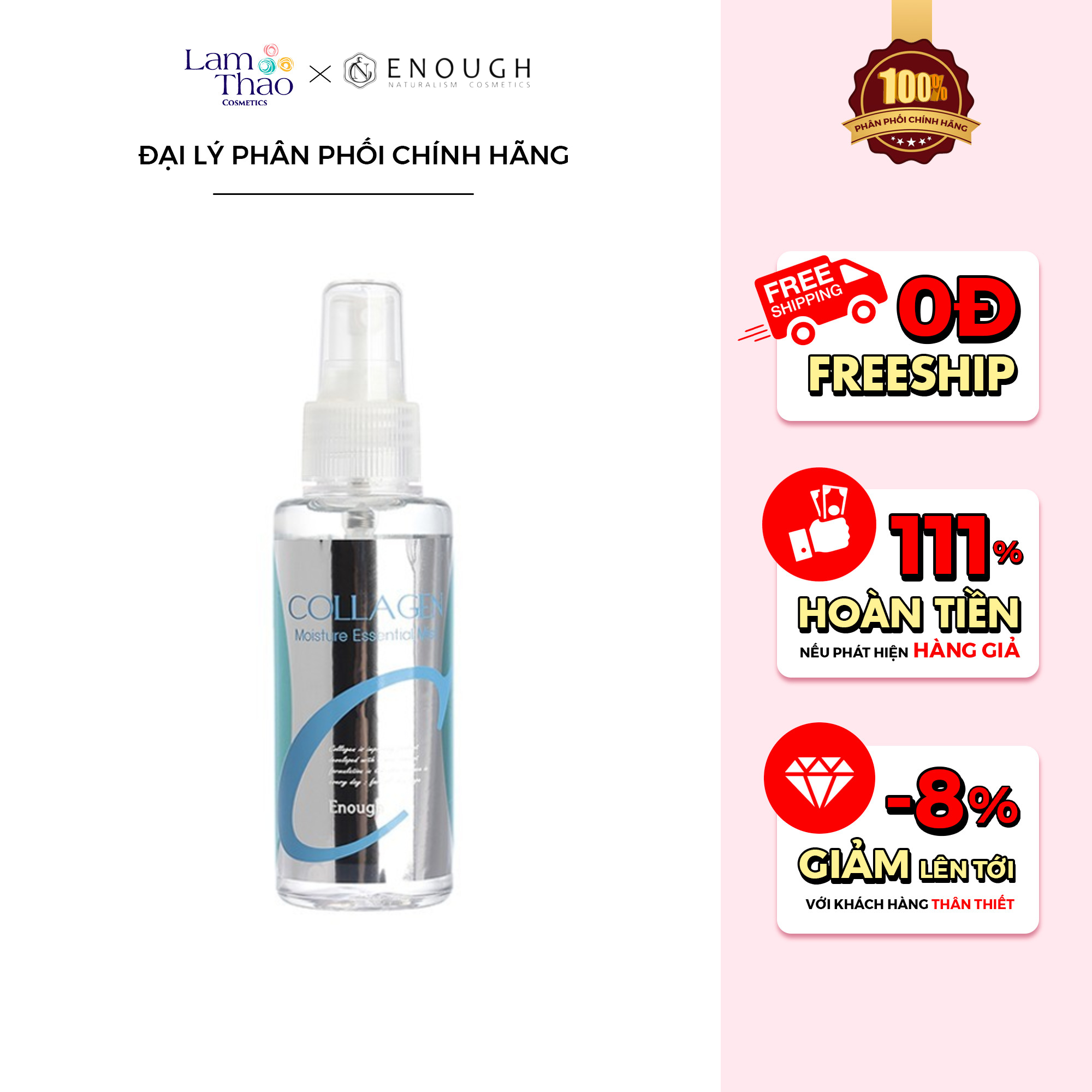 Xịt Khoáng Dưỡng Ẩm Collagen Enough Collagen Moisture Essential Mist