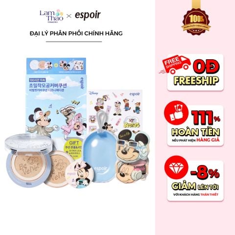  Phấn Nước Che Phủ Bền Màu Phiên Bản Giới Hạn Espoir Be Velvet Cover Cushion Disney Edition 