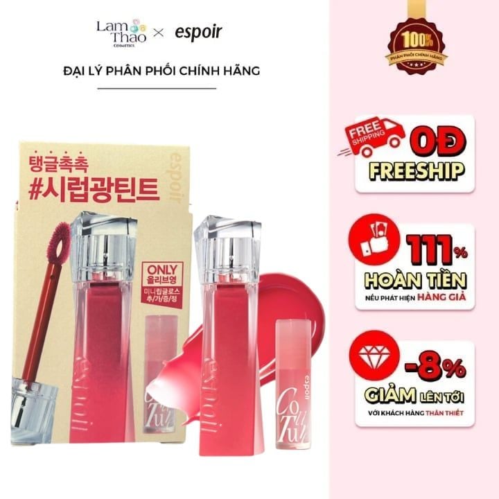 Son Kem Tint Bóng Mềm Mịn Espoir Couture Lip Tint  + Mini Lip Gloss Set