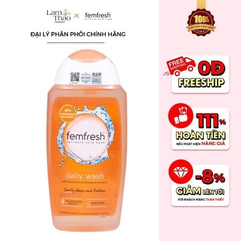  [MUA SIZE 250ML TẶNG KHĂN LVK BEFOU BỊCH 10 MIẾNG] Dung Dịch Vệ Sinh Phụ Nữ Cao Cấp Femfresh Daily Intimate Wash 