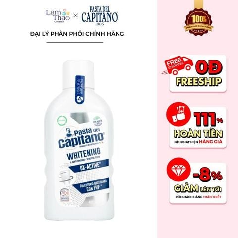  Nước Súc Miệng Làm Trắng Răng Pasta Del Capitano Whitening Mouthwash 