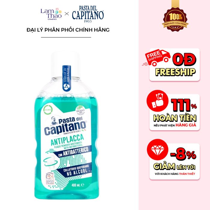 Nước Súc Miệng Ngăn Ngừa Mảng Bám Pasta Del Capitano Antiplacca Plaque Remover Mouthwash