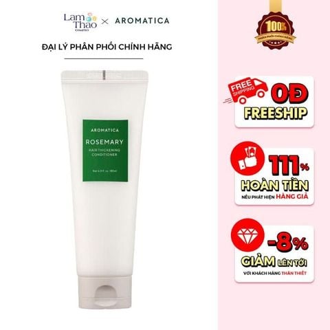 [DEAL SỐC 15.01 - 17.01 TẶNG 01 LƯỢC GỖ + 02 TTBCDĐ AROMATICA 30G] Dầu Xả Hương Thảo Ngăn Rụng Tóc Aromatica Rosemary Scalp Scaling Conditioner 